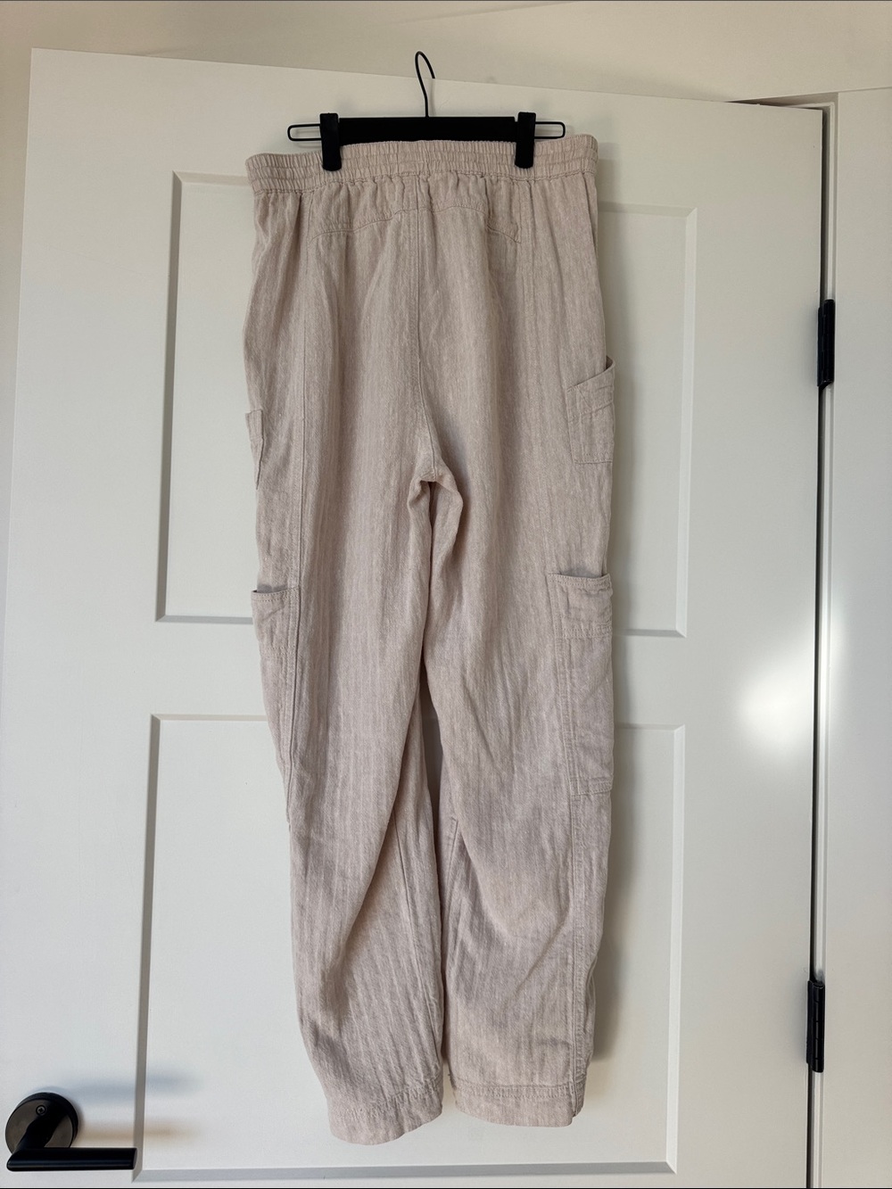 Free People Neutral Linen Cargo Drawstring Pants - Picture 2 of 7